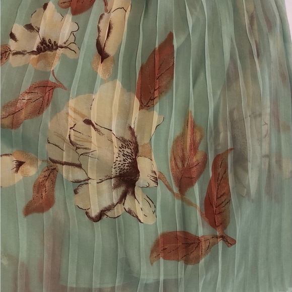 Love 21 Pleated Sundress Adjustable Straps Lined Floral Garden Party Sheer - Picture 5 of 8